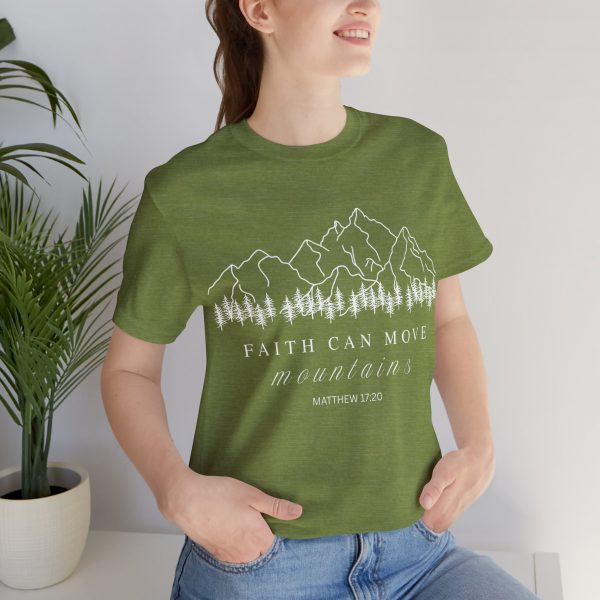 "Faith Can Move Mountains" (Matthew 17:20) Christian Mountain Graphic T-Shirt (Jersey Thin)