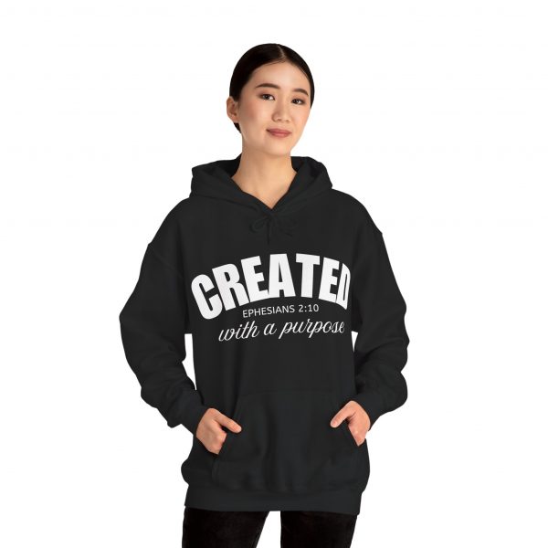 10673627629856670471_2048.jpeg "Created With A Purpose" (Ephesians 2:10) Christian Faith Scripture Hoodie