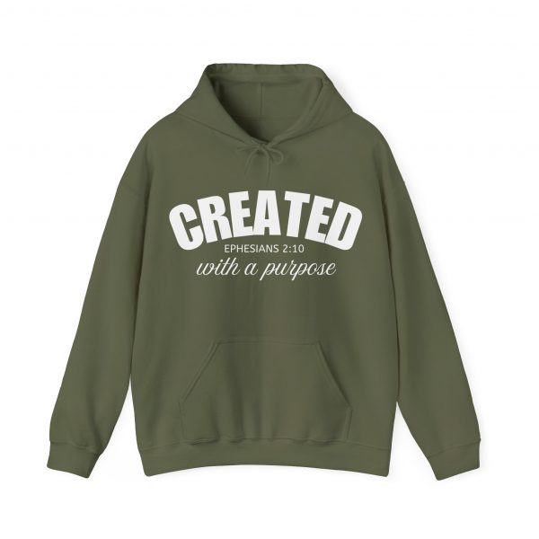 11293945715749619819_2048.jpeg "Created With A Purpose" (Ephesians 2:10) Christian Faith Scripture Hoodie