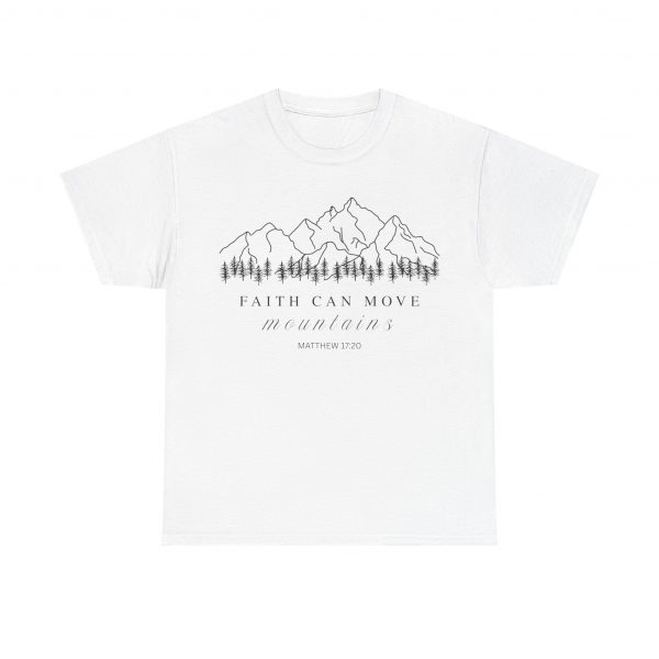 11300151253784057893_2048-1.jpeg "Faith Can Move Mountains" Inspirational Christian Mountain T-Shirt (White) (Heavy Cotton)