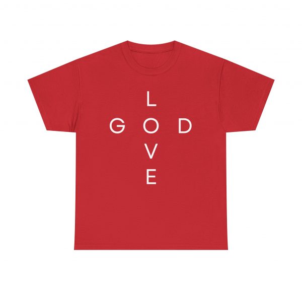 11471678941095699199_2048.jpeg "Love God/God Love" Minimal Christian Faith Cross T‑Shirt (Heavy Cotton)