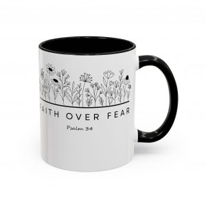 11878817623008126790_2048.jpeg "Faith Over Fear" (Psalm 34) Floral Scripture Christian Faith Mug