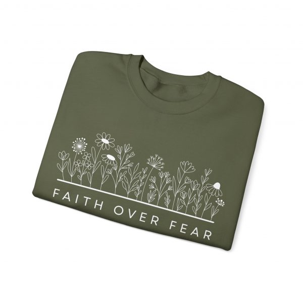 "Faith Over Fear" (Psalm 34) Floral Scripture Christian Faith Sweatshirt