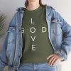 1196954502600809468_2048.jpeg "Love God/God Love" Minimal Christian Faith Cross T‑Shirt (Heavy Cotton)