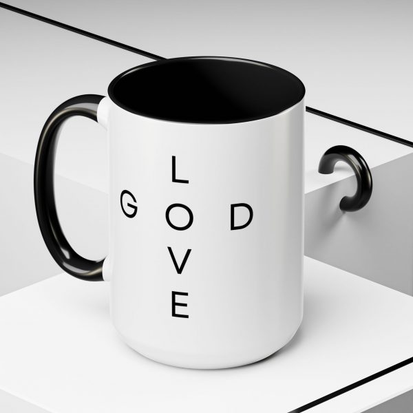 "Love God/God Love" Minimal Christian Faith Cross Ceramic Mug