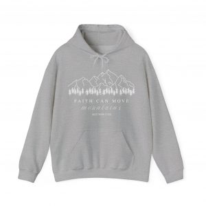 "Faith Can Move Mountains" (Matthew 17:20) Christian Mountain Graphic Hoodie