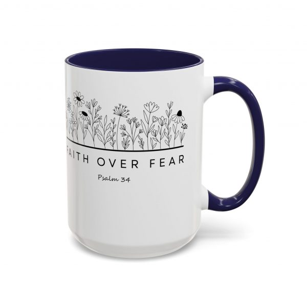 "Faith Over Fear" (Psalm 34) Floral Scripture Christian Faith Mug