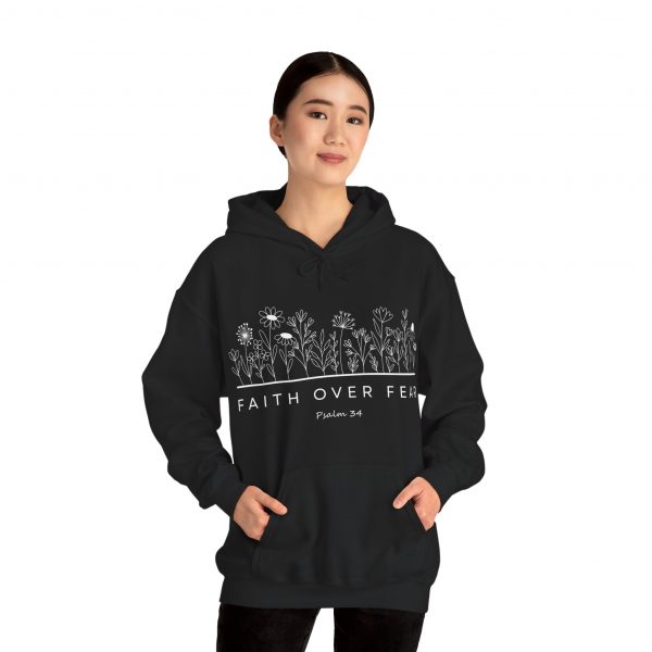 12136654046581463480_2048.jpeg "Faith Over Fear" (Psalm 34) Floral Scripture Christian Faith Hoodie