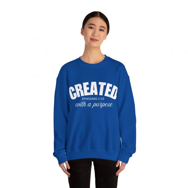 "Created With A Purpose" (Ephesians 2:10) Christian Faith Scripture Sweatshirt
