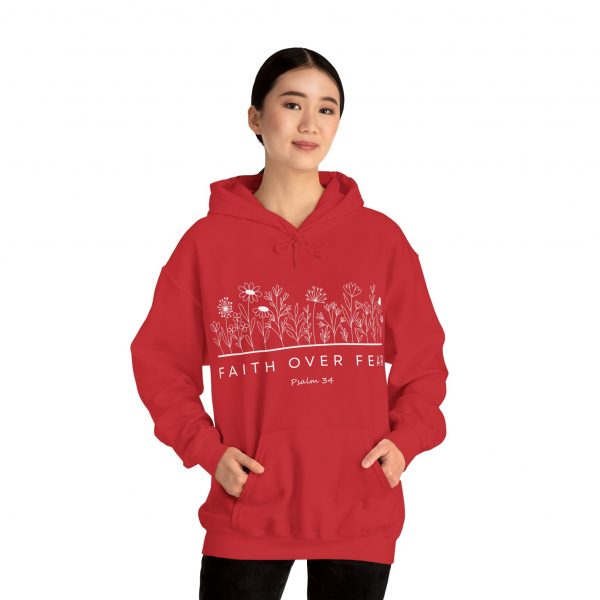 13136334040344990645_2048.jpeg "Faith Over Fear" (Psalm 34) Floral Scripture Christian Faith Hoodie