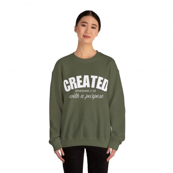 "Created With A Purpose" (Ephesians 2:10) Christian Faith Scripture Sweatshirt