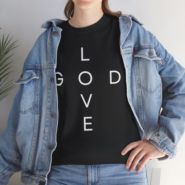 13283807907866701985_2048.jpeg "Love God/God Love" Minimal Christian Faith Cross T‑Shirt (Heavy Cotton)