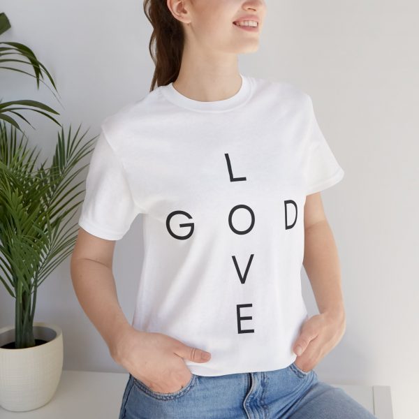13354398425328358242_2048.jpeg "Love God/God Love" Minimal Christian Faith Cross T‑Shirt (White) (Jersey Thin)