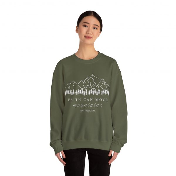 "Faith Can Move Mountains" (Matthew 17:20) Christian Mountain Graphic Sweatshirt