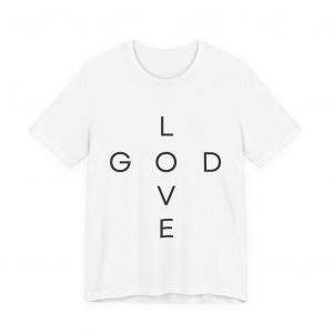 13790049729775160276_2048.jpeg "Love God/God Love" Minimal Christian Faith Cross T‑Shirt (White) (Jersey Thin)