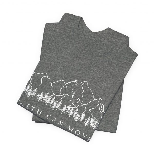 "Faith Can Move Mountains" (Matthew 17:20) Christian Mountain Graphic T-Shirt (Jersey Thin)