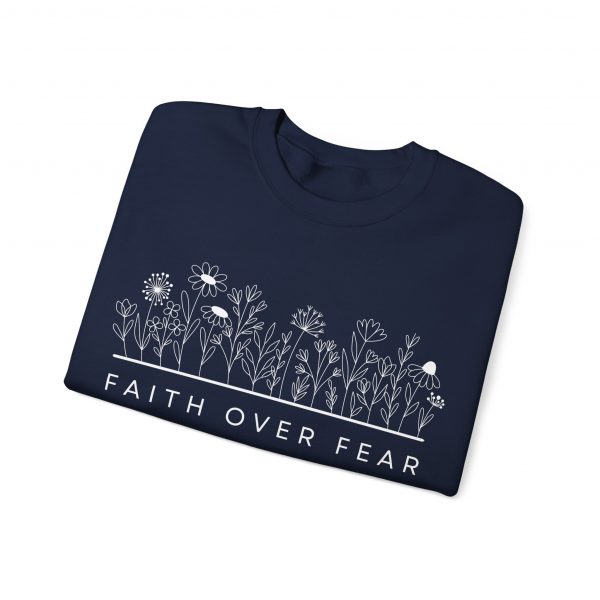 "Faith Over Fear" (Psalm 34) Floral Scripture Christian Faith Sweatshirt
