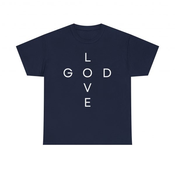 14197540549202125785_2048.jpeg "Love God/God Love" Minimal Christian Faith Cross T‑Shirt (Heavy Cotton)