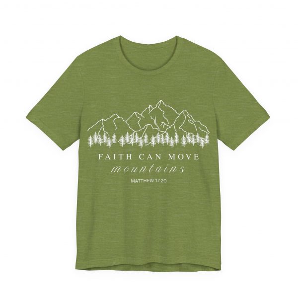 "Faith Can Move Mountains" (Matthew 17:20) Christian Mountain Graphic T-Shirt (Jersey Thin)