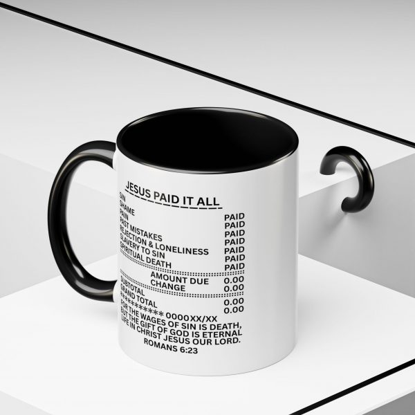 14799875372707425246_2048.jpeg "Jesus Paid It All" (Romans 6:23) Receipt of Grace Christian Faith Ceramic Mug