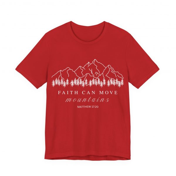 "Faith Can Move Mountains" (Matthew 17:20) Christian Mountain Graphic T-Shirt (Jersey Thin)