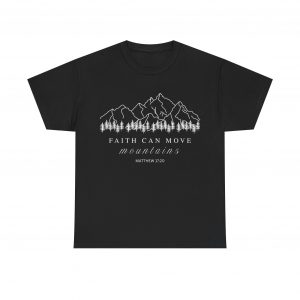 15035620541535656238_2048-1.jpeg "Faith Can Move Mountains" (Matthew 17:20) Christian Mountain Graphic T-Shirt (Heavy Cotton)