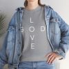 15081841094616504218_2048.jpeg "Love God/God Love" Minimal Christian Faith Cross T‑Shirt (Heavy Cotton)