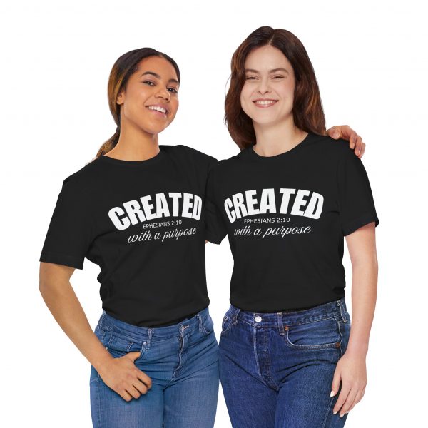 1516722355830332986_2048.jpeg "Created With A Purpose" (Ephesians 2:10) Christian Faith Scripture T-Shirt (Jersey Thin)
