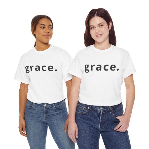 15405035164973653995_2048.jpeg "Grace" Minimalist Inspirational Christian Faith T-Shirt (White) (Heavy Cotton)