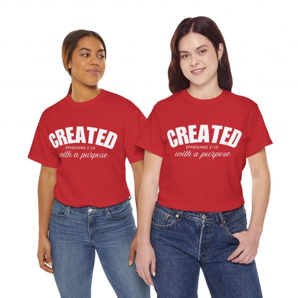 15519065810959484169_2048.jpeg "Created With A Purpose" (Ephesians 2:10) Christian Faith Scripture T-Shirt (Heavy Cotton)