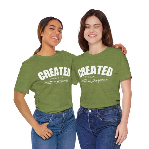 15604074936216937495_2048.jpeg "Created With A Purpose" (Ephesians 2:10) Christian Faith Scripture T-Shirt (Jersey Thin)