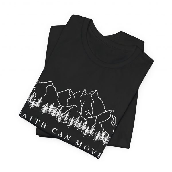 "Faith Can Move Mountains" (Matthew 17:20) Christian Mountain Graphic T-Shirt (Jersey Thin)