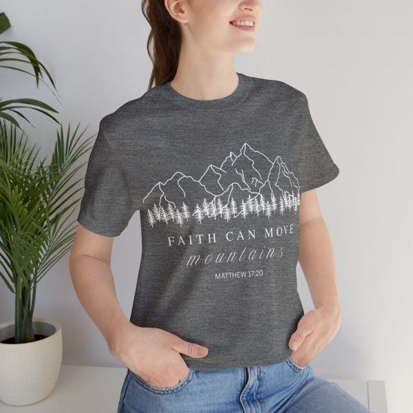"Faith Can Move Mountains" (Matthew 17:20) Christian Mountain Graphic T-Shirt (Jersey Thin)