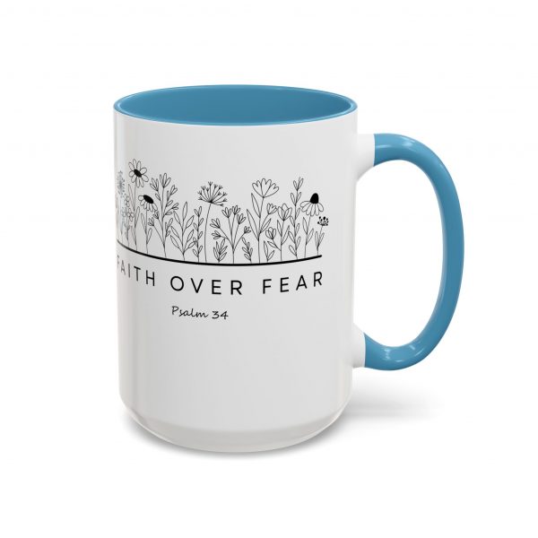 "Faith Over Fear" (Psalm 34) Floral Scripture Christian Faith Mug
