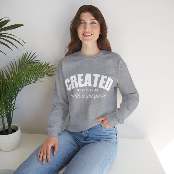 "Created With A Purpose" (Ephesians 2:10) Christian Faith Scripture Sweatshirt