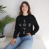 16821353716493906870_2048.jpeg "Love God/God Love" Minimal Christian Faith Cross Sweatshirt