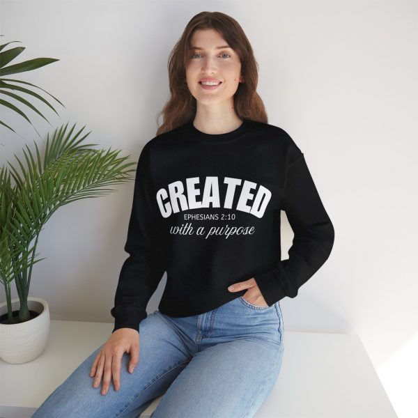 "Created With A Purpose" (Ephesians 2:10) Christian Faith Scripture Sweatshirt