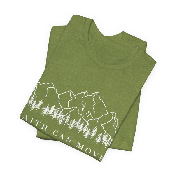 "Faith Can Move Mountains" (Matthew 17:20) Christian Mountain Graphic T-Shirt (Jersey Thin)