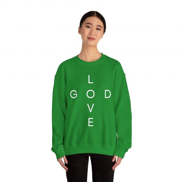 16990448097313660896_2048.jpeg "Love God/God Love" Minimal Christian Faith Cross Sweatshirt
