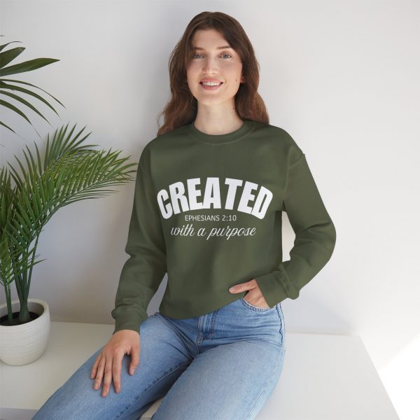 "Created With A Purpose" (Ephesians 2:10) Christian Faith Scripture Sweatshirt