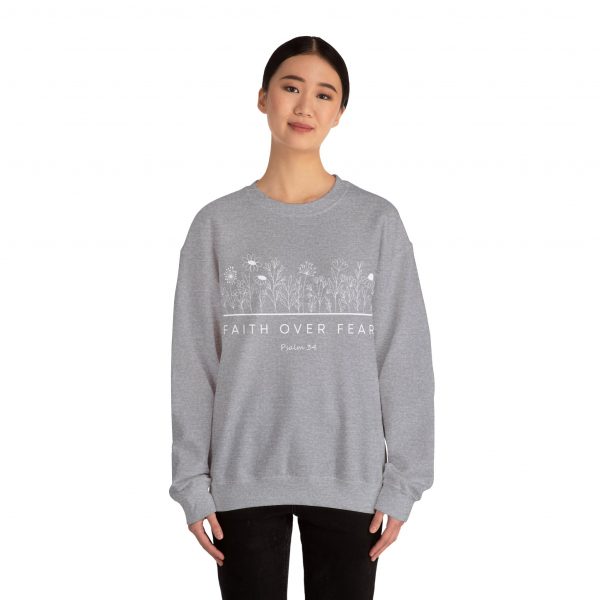 "Faith Over Fear" (Psalm 34) Floral Scripture Christian Faith Sweatshirt