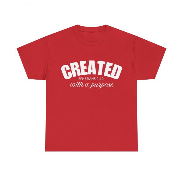17088302464742787270_2048-1.jpeg "Created With A Purpose" (Ephesians 2:10) Christian Faith Scripture T-Shirt (Heavy Cotton)
