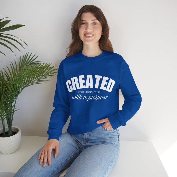 "Created With A Purpose" (Ephesians 2:10) Christian Faith Scripture Sweatshirt