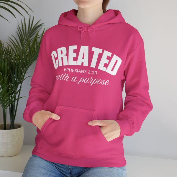1725654086532434313_2048.jpeg "Created With A Purpose" (Ephesians 2:10) Christian Faith Scripture Hoodie