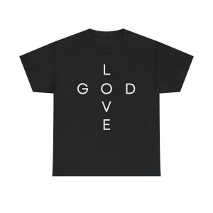 17270501464562138713_2048.jpeg "Love God/God Love" Minimal Christian Faith Cross T‑Shirt (Heavy Cotton)