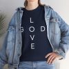 17601379500743303381_2048.jpeg "Love God/God Love" Minimal Christian Faith Cross T‑Shirt (Heavy Cotton)
