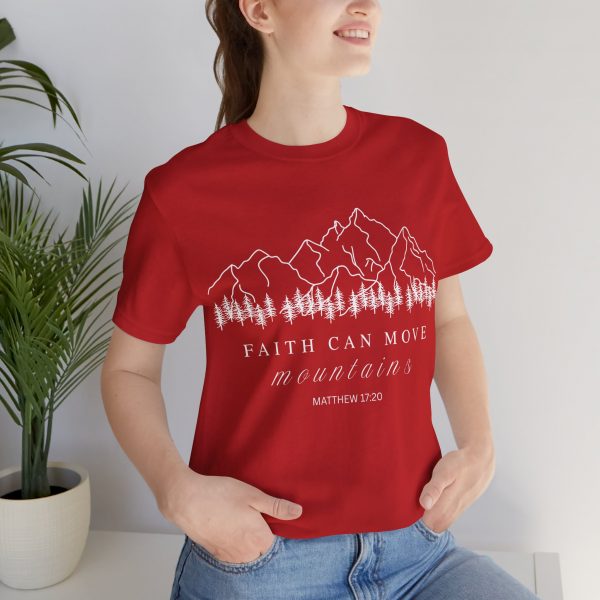 "Faith Can Move Mountains" (Matthew 17:20) Christian Mountain Graphic T-Shirt (Jersey Thin)