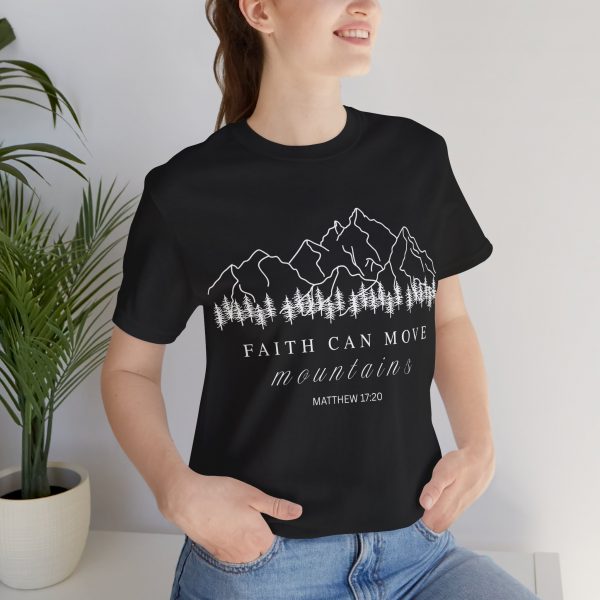 "Faith Can Move Mountains" (Matthew 17:20) Christian Mountain Graphic T-Shirt (Jersey Thin)