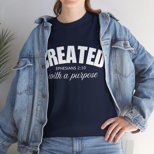 17907990216341711223_2048-1.jpeg "Created With A Purpose" (Ephesians 2:10) Christian Faith Scripture T-Shirt (Heavy Cotton)
