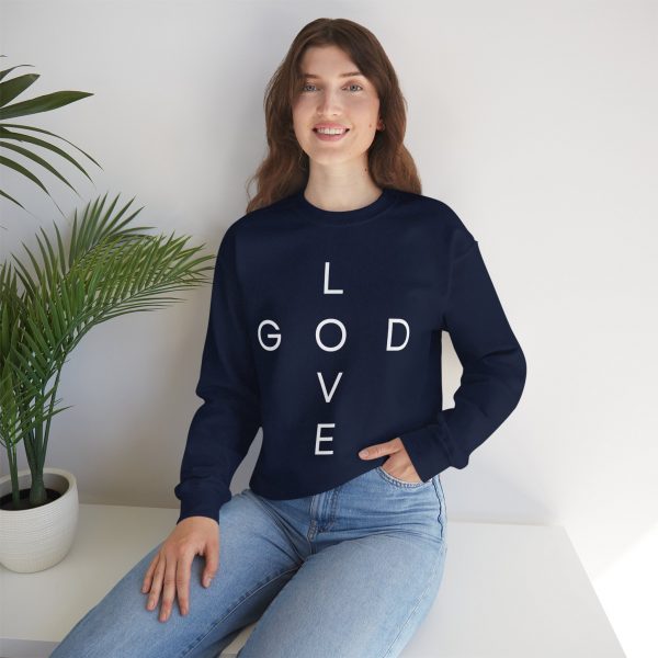 18238425578940854134_2048.jpeg "Love God/God Love" Minimal Christian Faith Cross Sweatshirt